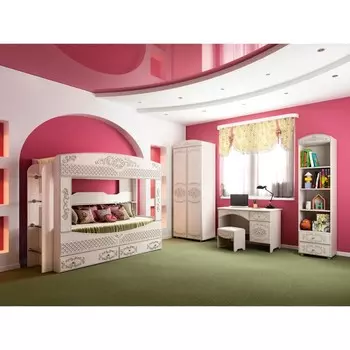 Банкетка «Каролина», 400320390 мм, патина, вудлайн кремовый / кожзам сrocodil белый