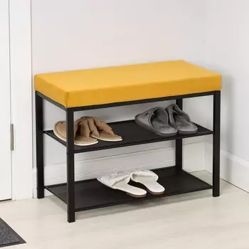 Банкетка «Торонто 23S», 673049 см, цвет каркаса чёрный, цвет сиденья горчичный