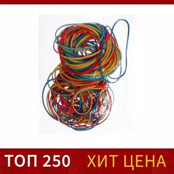 Банковская резинка, 100 г, диаметр 60 мм, длина 95 мм, сечение 1.71.7 мм, МИКС, в пакете