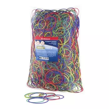 Банковская резинка, 1000 г, ErichKrause, диаметр 40/60 мм, длина 60/100 мм, МИКС, в пакете