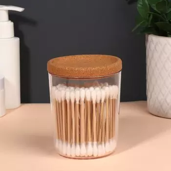 Баночка для хранения ватных палочек «Korely», 8,1 8,1 10,2 см, цвет прозрачный