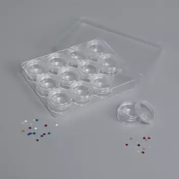 Органайзер для хранения мелочей, 12 баночек, 1292 см, d=2.81.5 см, 4.5 мл, прозрачный