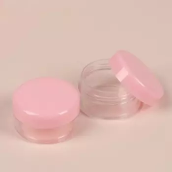 Баночки для хранения, 16 шт, 10 г, в чехле, цвет розовый/прозрачный