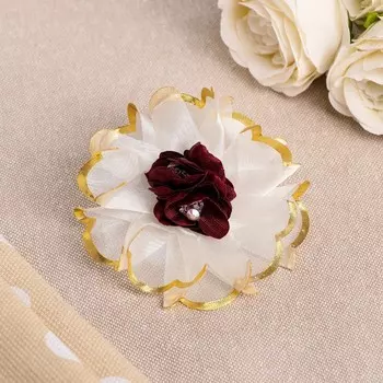 Бант для девочек с резинкой "Бордо", белый, 9см