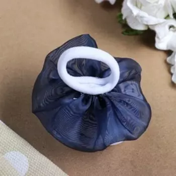 Бант для девочек с резинкой "Эустома", 7 см, белый с синим