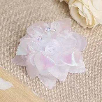 Бант для девочек с резинкой "Золушка", белый, 10 см