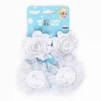 Бант для волос на резинке 2 шт., заколка зажим для волос 2 шт., набор, Холодное сердце