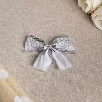 Бант праздничный "Грациозный", серебристый, 8 х 7 см