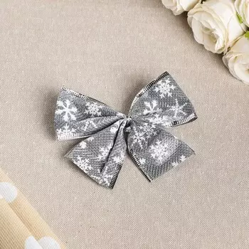 Бант праздничный "Мерцание", серебристый, 11 х 9 см