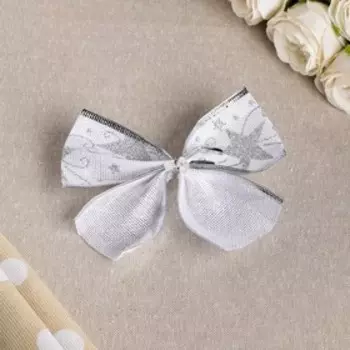 Бант праздничный "Созвездие", серебряный, 14 х 10 см