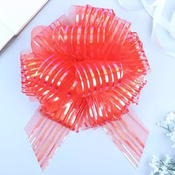 Подарочный бант - шар №10 «Полоски», красный, для упаковки подарков