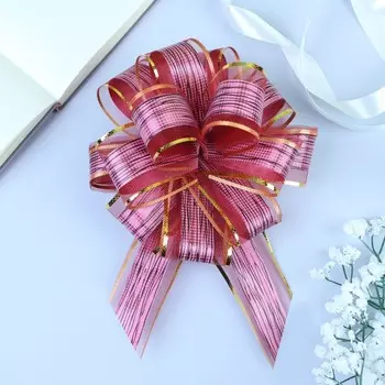 Подарочный бант - шар №5 «Узор», красный, для упаковки подарков