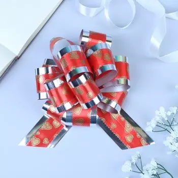 Бант-шар №5 "Воздушные сердца", цвет красный