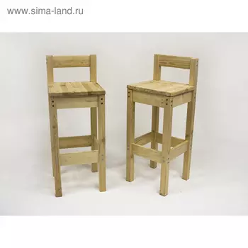 Барный стул с низкой спинкой, 4004001050 мм, массив сосны, без покрытия