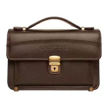 Барсетка, 2 отдела на клапане, 2 наружных кармана, цвет коричневый