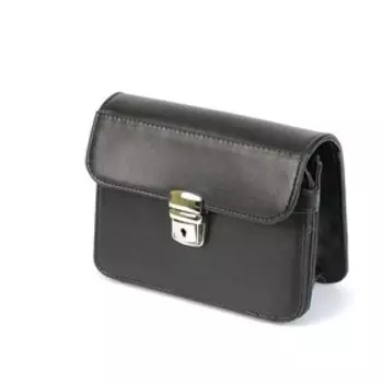 Барсетка, отдел на клапане, с ручкой, цвет чёрный