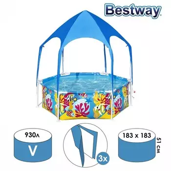 Бассейн каркасный, с навесом, 183 х 51 см, 5618T