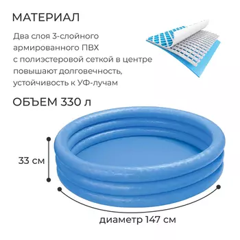 Бассейн надувной «Кристалл», 147 х 33 см, от 3 лет, 58426 INTEX