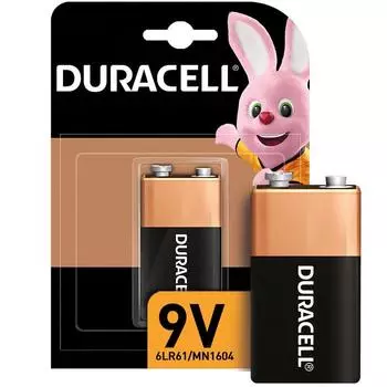 Батарейка алкалиновая Duracell Basic, 6LR61 (6LF22, MN1604)-1BL, 9В, крона, блистер, 1 шт.