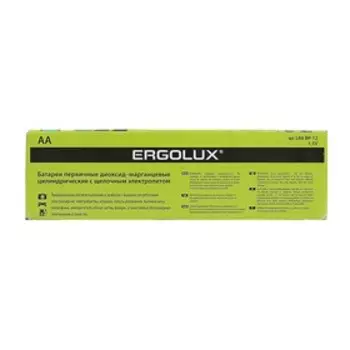 Батарейка алкалиновая Ergolux, AA, LR6-12BOX (LR6 BP-12), 1.5 В, набор 12 шт.