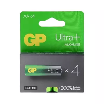 Батарейка алкалиновая GP Ultra Plus Alkaline, AA, LR6-4BL, 1.5В, блистер, 4 шт