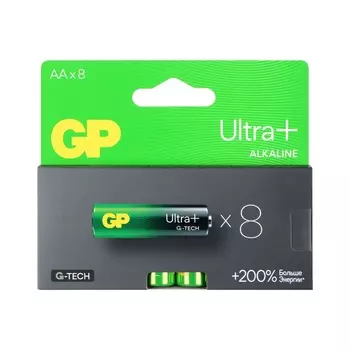 Батарейка алкалиновая GP Ultra Plus Alkaline, AA, LR6-8BL, 1.5 В, блистер, 8 шт.