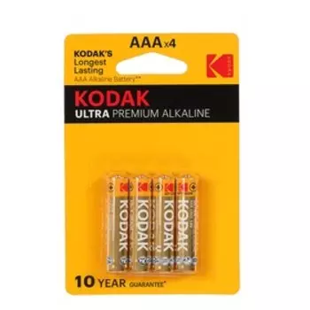 Батарейка алкалиновая Kodak Ultra, AAA, LR03-4BL, 1.5В, блистер, 4 шт.