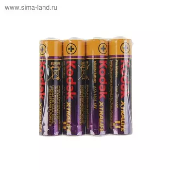 Батарейка алкалиновая Kodak Xtralife, AAA, LR03-4S, 1.5 В, спайка, 4 шт.