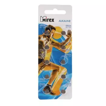Батарейка алкалиновая Mirex, LR626, AG4, 1.5В, блистер, 10 шт