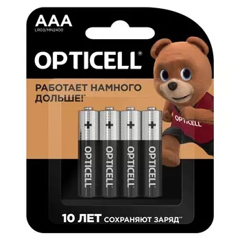 Батарейка алкалиновая OPTICELL, AAA, LR03-4BL, 1.5 В, блистер, 4 шт.