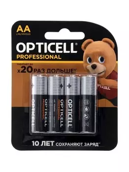 Батарейка алкалиновая OPTICELL PROFESSIONAL, AA, LR06-4BL, 1.5В, блистер, 4 шт
