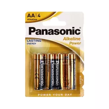 Батарейка алкалиновая Panasonic Alkaline Power, AA, LR6-4BL, 1.5 В, блистер, 4 шт.