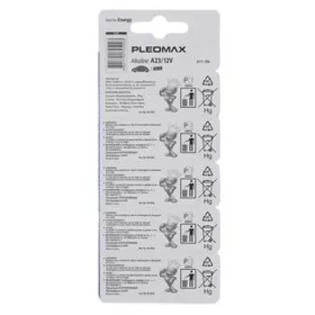 Батарейка алкалиновая Pleomax, A23 (MN21)-5BL, 12В, блистер, 5 шт.