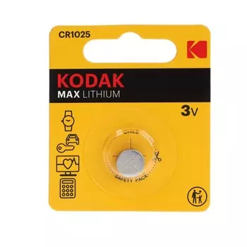 Батарейка литиевая Kodak Max, CR1025-1BL, 3В, блистер, 1 шт.
