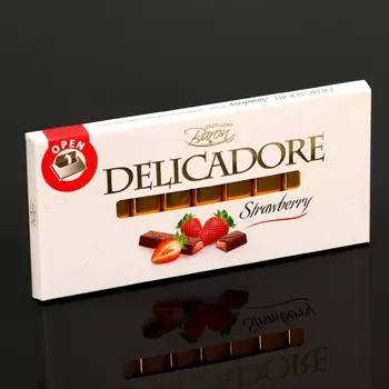 Батончики Baron из молочного шоколада с клубничной начинкой, 200 г