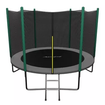 Батут ONLYTOP, d=305 см, высота сетки 173 см, с лестницей, цвет серый/салатовый