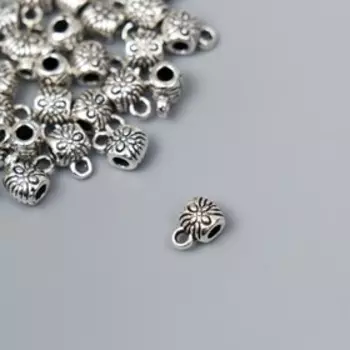 Бейл (держатель д/кулона) металл д/творчества "Узор" серебро G058B867 набор 30 шт 0,9х0,6 см