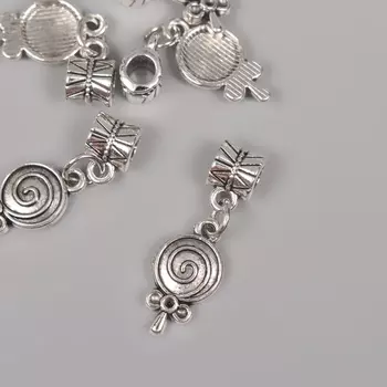 Бейл с подвеской металл для творчества «Конфета на палочке», серебро, 2.71 см