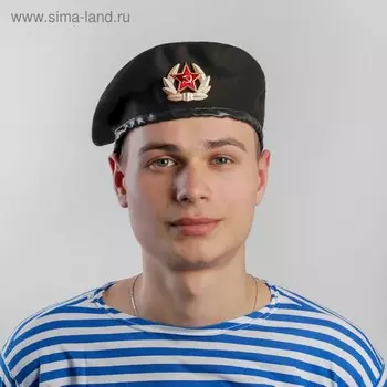 Берет черный сукно, подклад хлопок, р-р 57-58