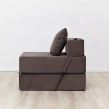 Бескаркасное кресло-кровать «Эссен», ткань велюр, цвет коричневый