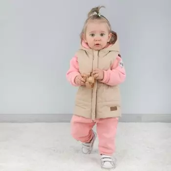 Безрукавка детская утеплённая KinDerLitto «Кантри», рост 68-74 см, цвет бежевый