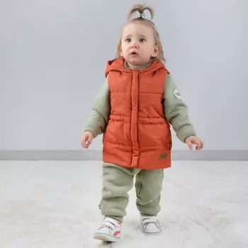 Безрукавка детская утеплённая KinDerLitto «Кантри», рост 92-98 см, цвет терракотовый