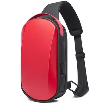 BG7256 Рюкзак-слинг Bange, отдел на молнии, с USB, цвет красный/черный, 17х9х31см