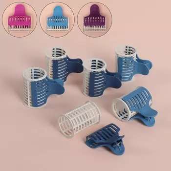 Бигуди с крабом, d = 3,8 см, 6 шт, цвет голубой/белый