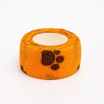 Бинт самофиксирующийся "Лапки", 2,5 см, макс. растяжимость 4,5 м, оранжевый