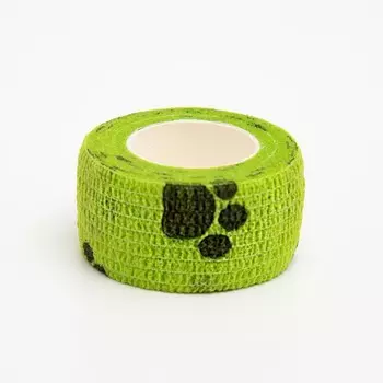 Бинт самофиксирующийся "Лапки", 2,5 см, макс. растяжимость 4,5 м, салатовый