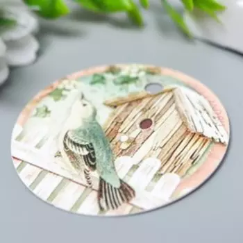 Бирка "Птичка и скворечник" 5х5 см