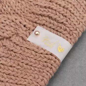 Бирка с кнопкой Hand made, 81.8 см, 10 шт., цвет золотой, белый