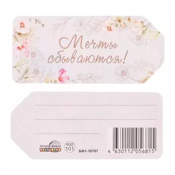 Бирка-шильдик «Мечты сбываются!» серый фон, 48.5 см