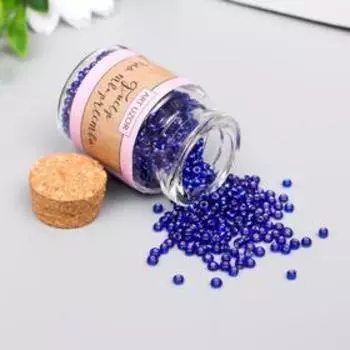 Бисер круглый 12/0 в бутылочке «Тёмно-синий», прозрачно-цветной, 20 г